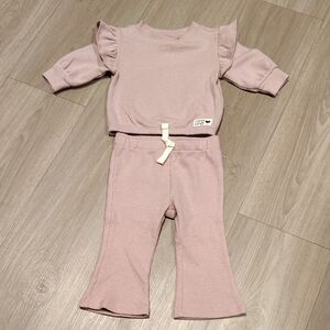 Carter's Pink Two-Piece Ruffle Sweatshirt and Pants Set